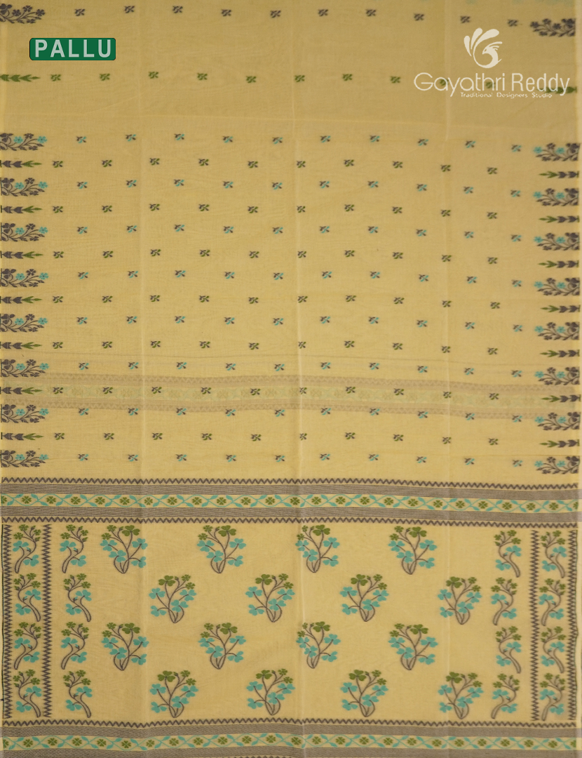 Jamdani Cotton Saree in Yellow