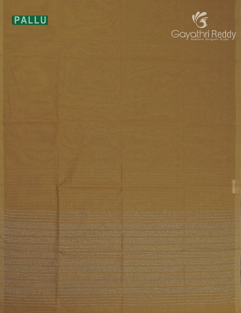 Pure Handloom Cotton Saree in Dry Mehendi