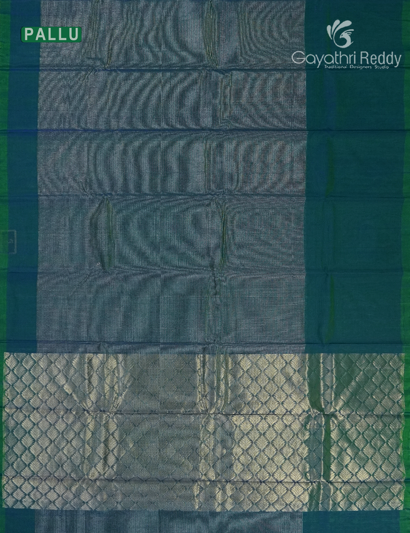 Pure Kanchipuram Sico Saree in Deep Peacock blue