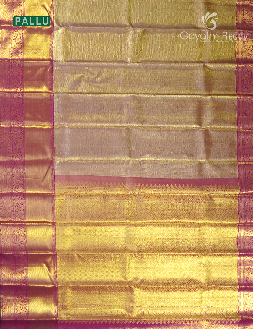 Pure Kanchipuram Bridal Silk in Rose Gold and Fuchsia Pink