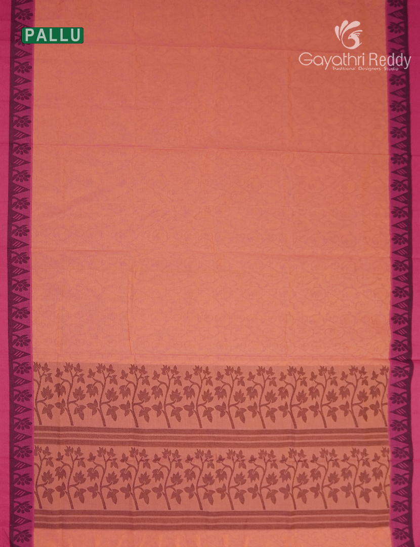 Pure Kanchi Cotton Saree in Peach