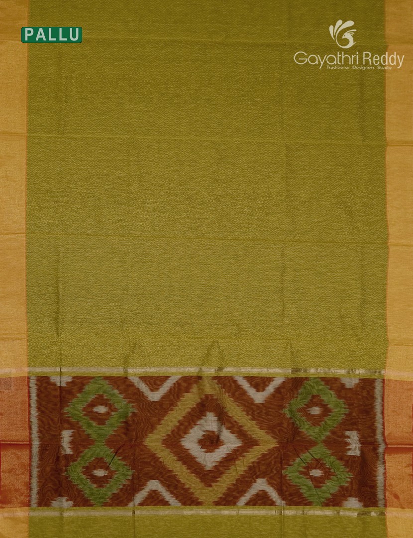 Semi Ikat Sico Saree in Light Green