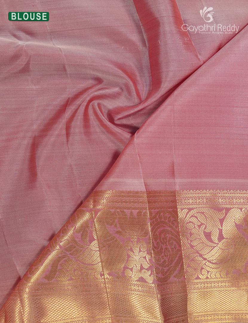 Pure Kanchipuram Silk Saree in Red and Baby Pink