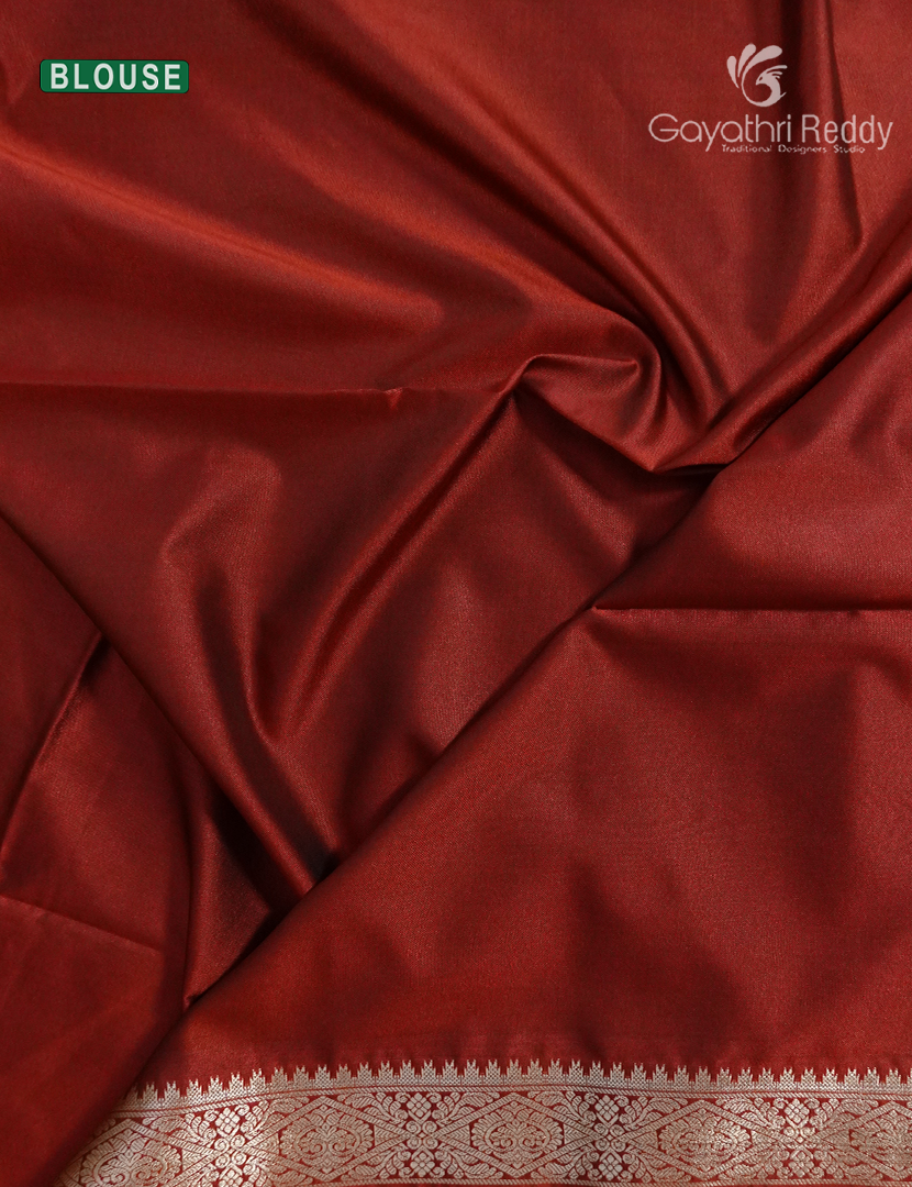 Soft Silk Saree in Dry Mehendi and Deep Rust