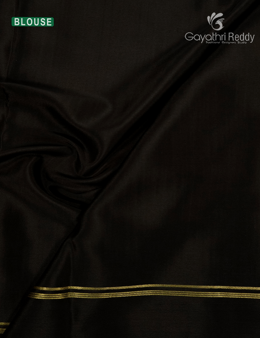 Pure Mysore Silk Saree in Dry Mehendi and Deep Brown