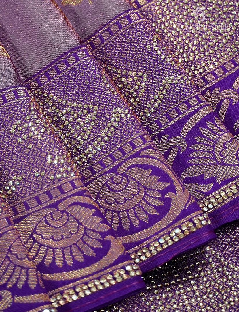 Semi Kanchipuram Silk Fancy Saree in Light Purple and Regal Purple