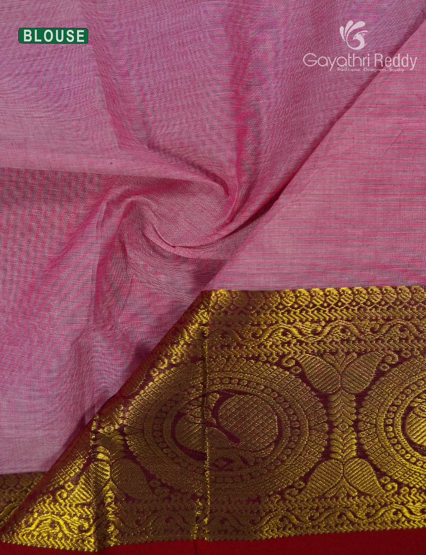 Pure Handloom Cotton Saree Baby Onion Pink