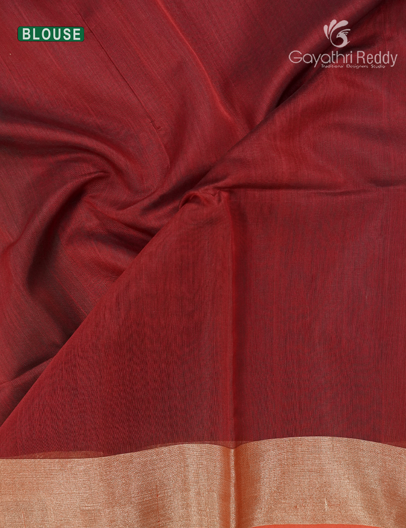 Pure Chanderi Sico Saree in Deep Olive Green and Deep Red