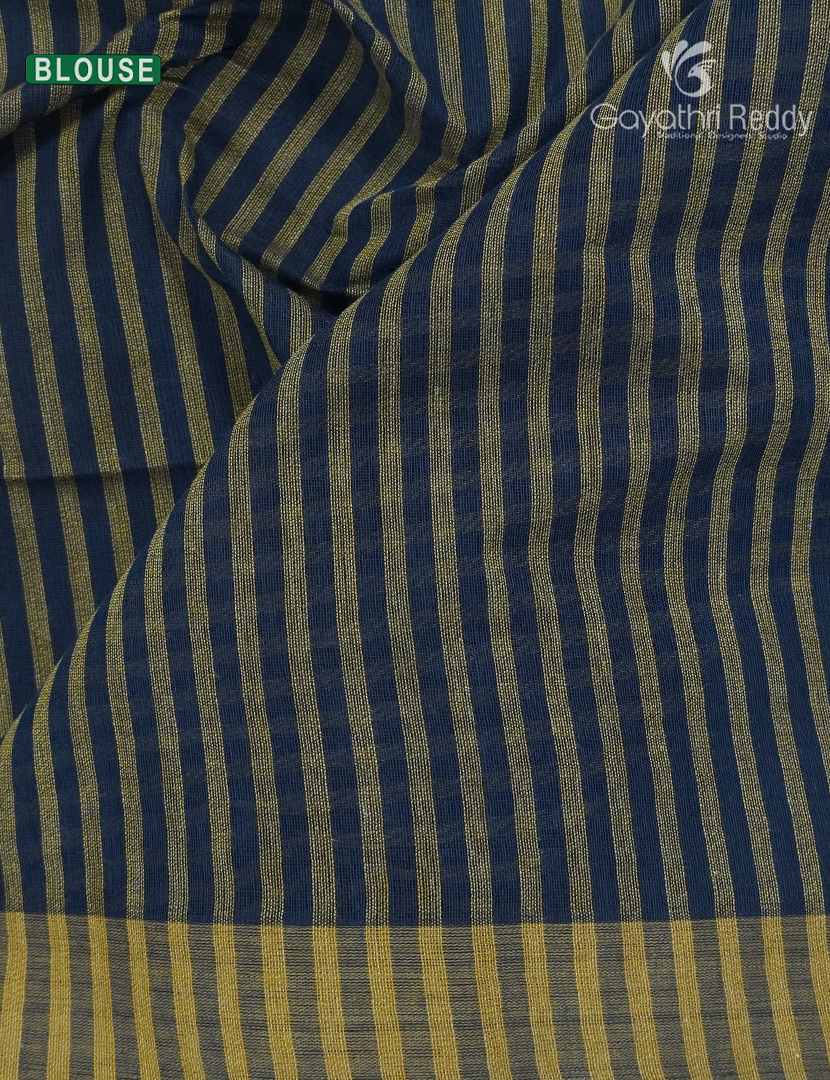 Pure Handloom Cotton Saree in Navy Blue