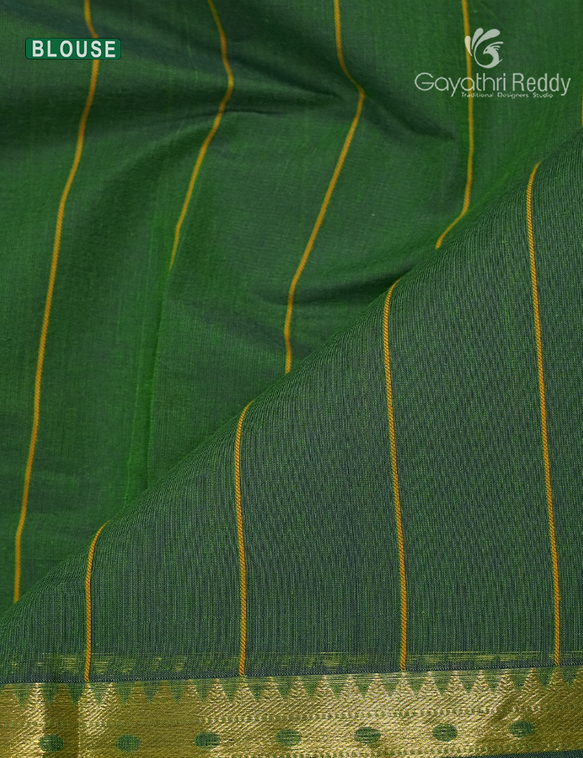 Pure Kanchi Cotton Saree in Leaf Green