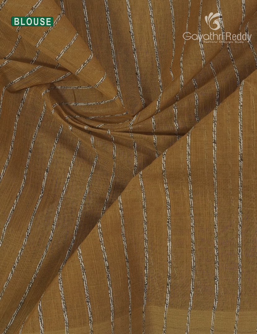 Pure Handloom Cotton Saree in Dry Mehendi