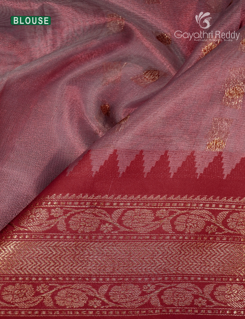 Semi Tissue Gadwal Saree in Cream and Rust Orange