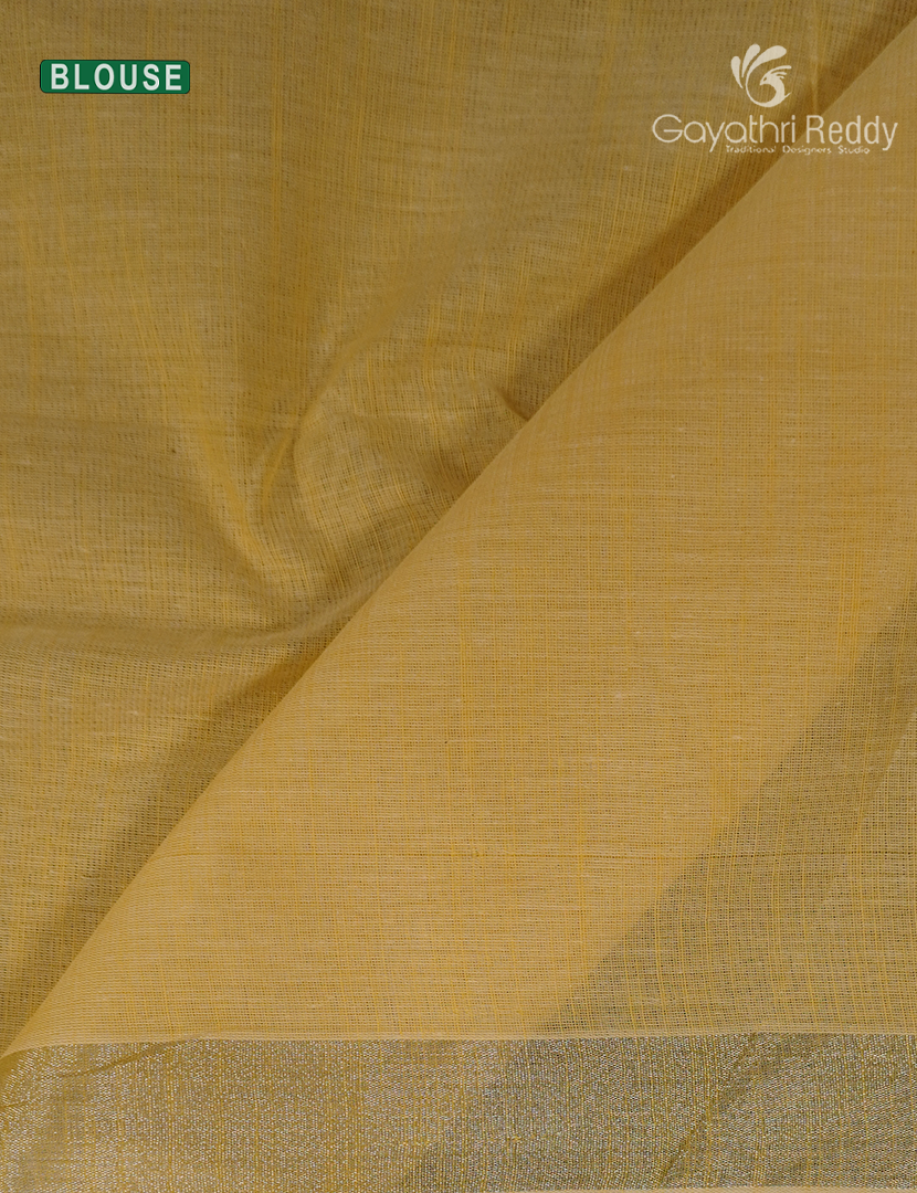 Pure Kanchi Cotton Printed Saree in Ivory and Mustard