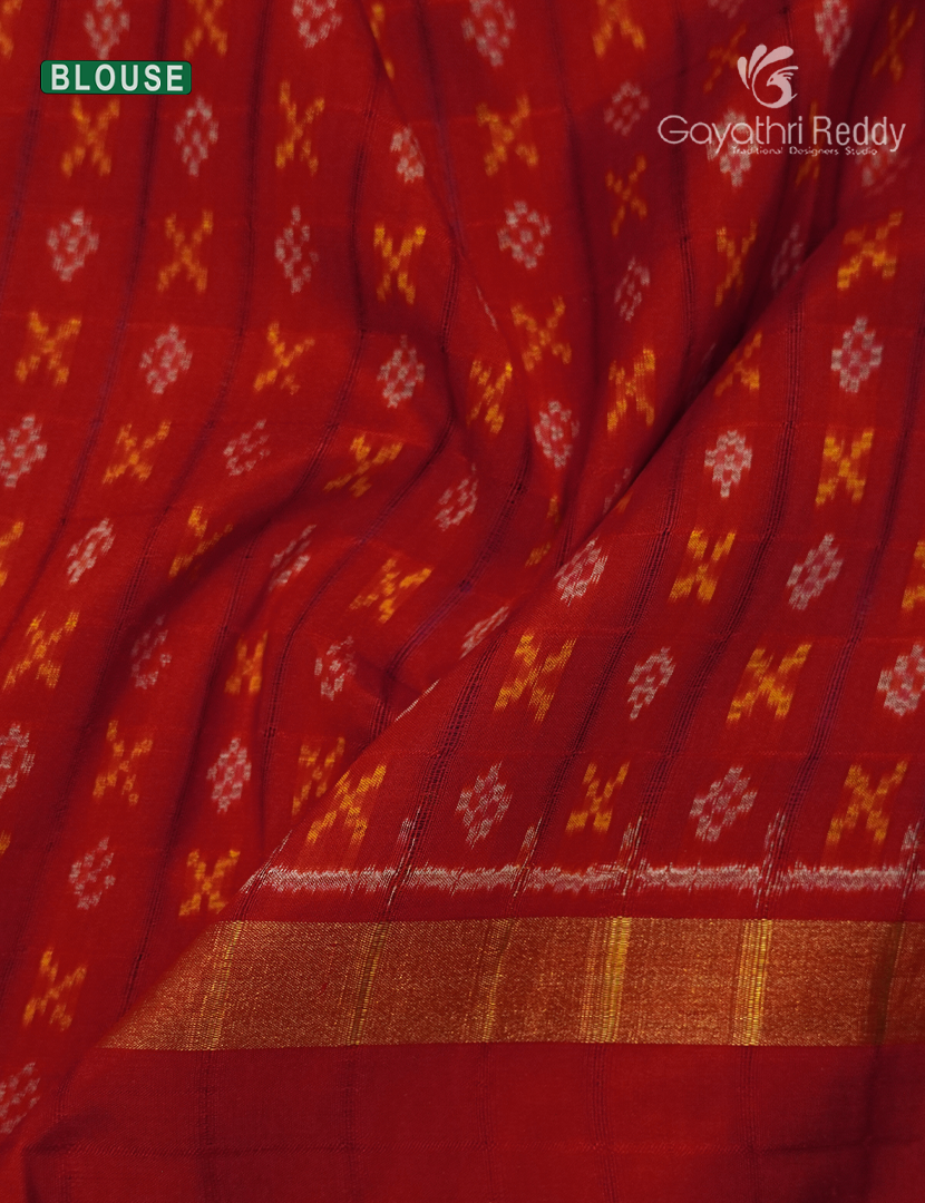 Pure Ikat Silk Saree in Purple and Red