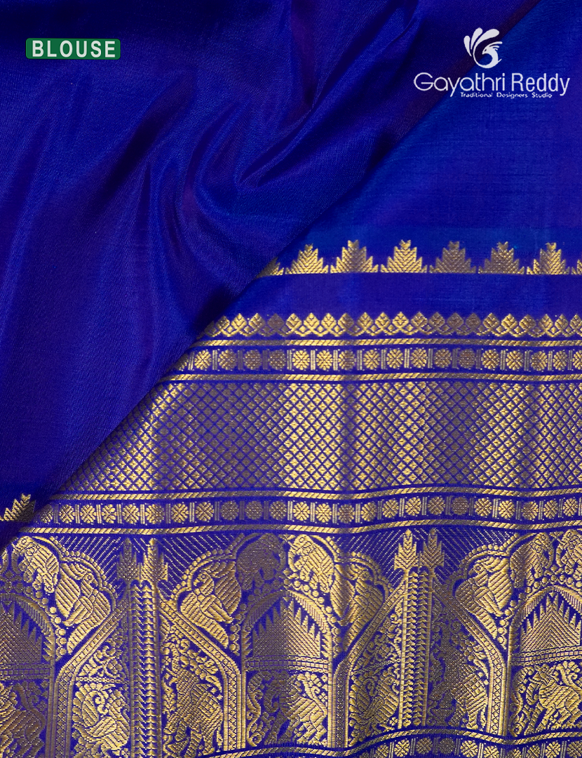 Pure Gadwal Silk Saree in Violet and Blue