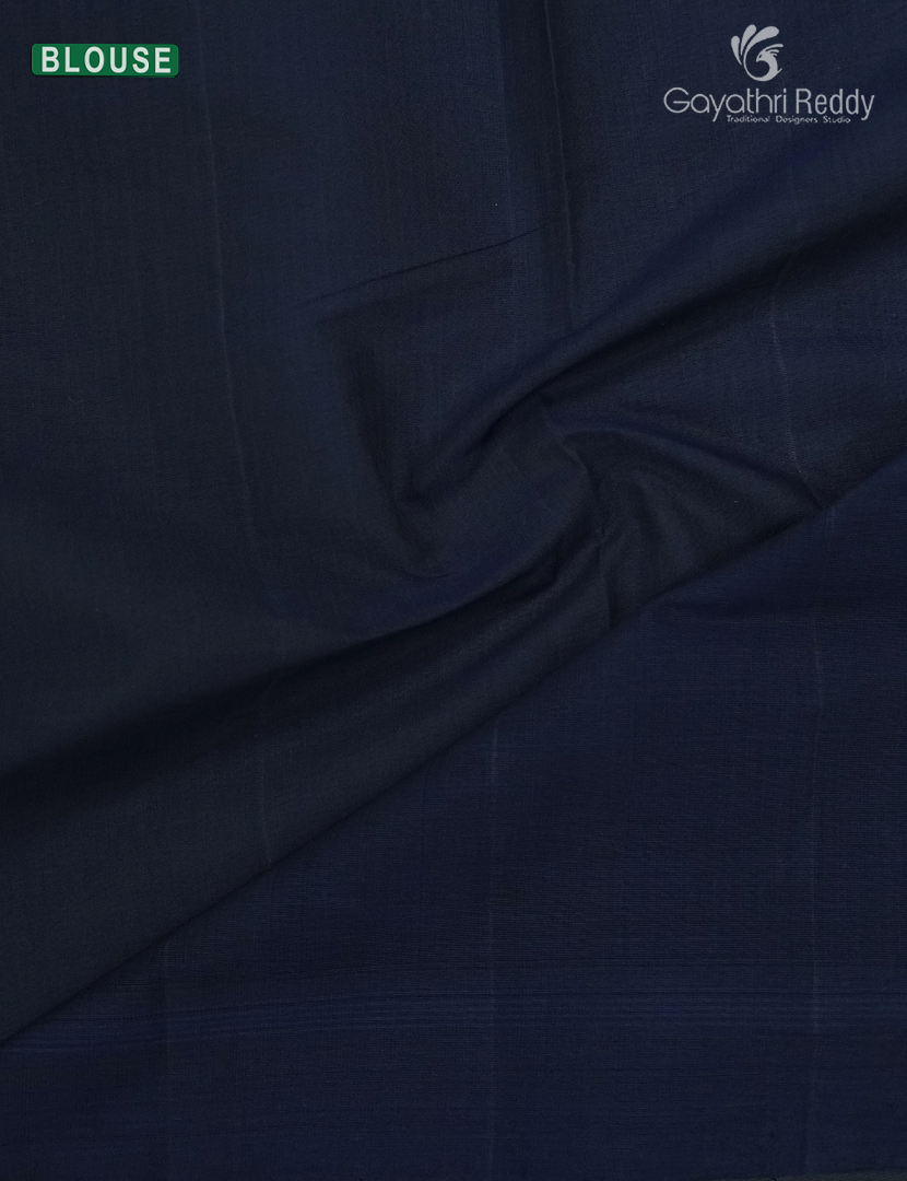 Pure Kanchi Cotton Saree in Beige and Navy Blue