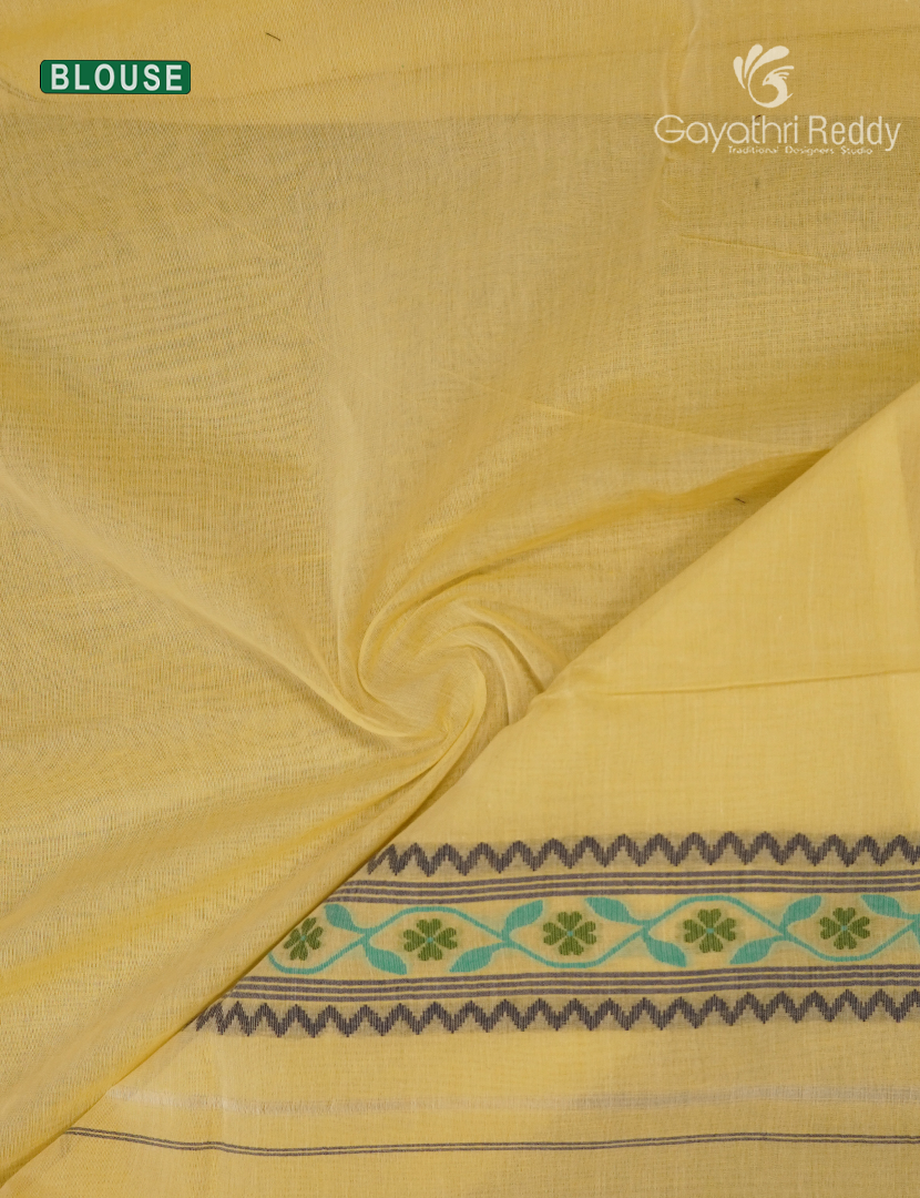 Jamdani Cotton Saree in Yellow