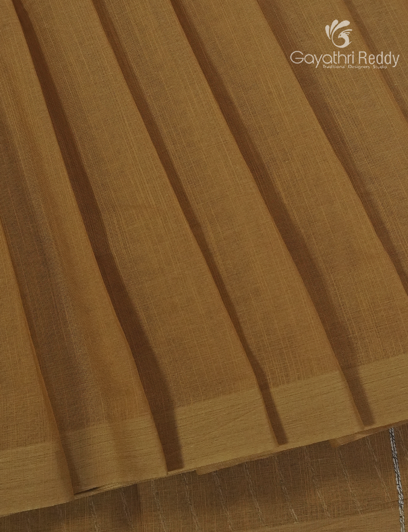 Pure Handloom Cotton Saree in Dry Mehendi