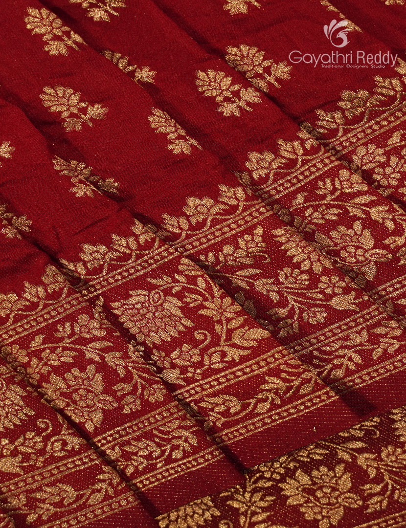 Banaras Georgette Saree in Bridal Red