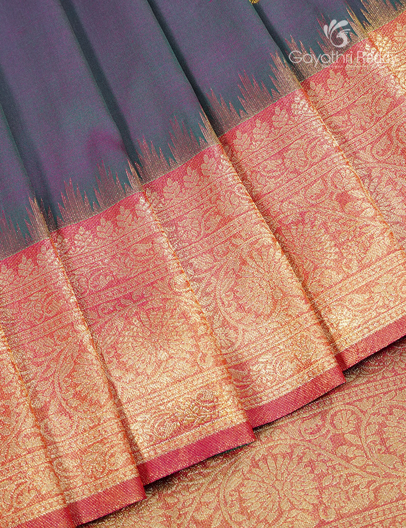 Semi Kanchipuram Art Silk Saree in Ash Grey