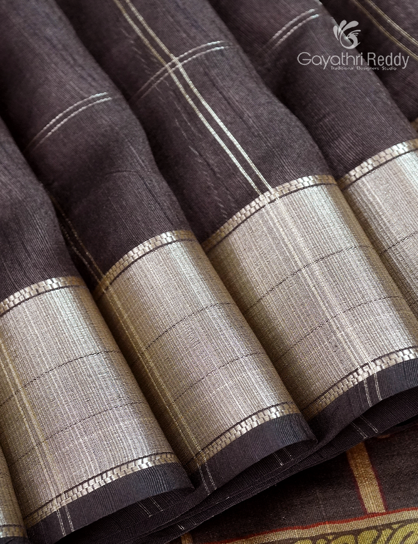 Semi Tussar Saree in Deep Snuff