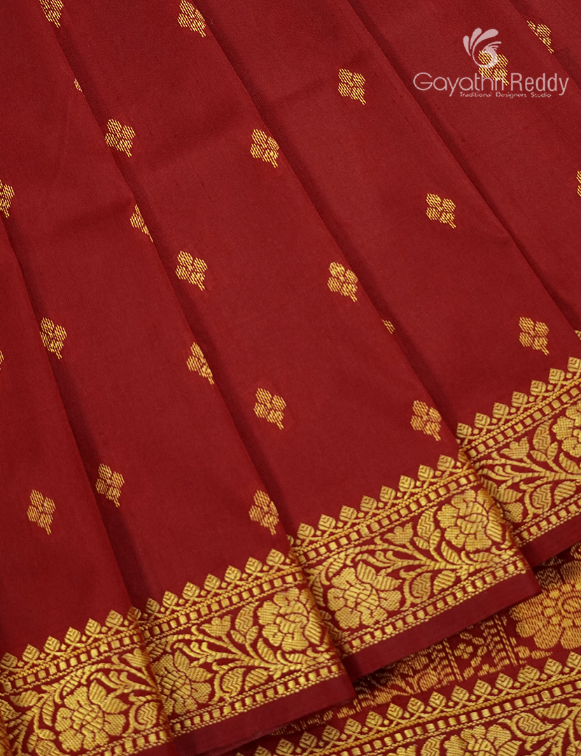 Semi Katan Silk Saree in Deep Red
