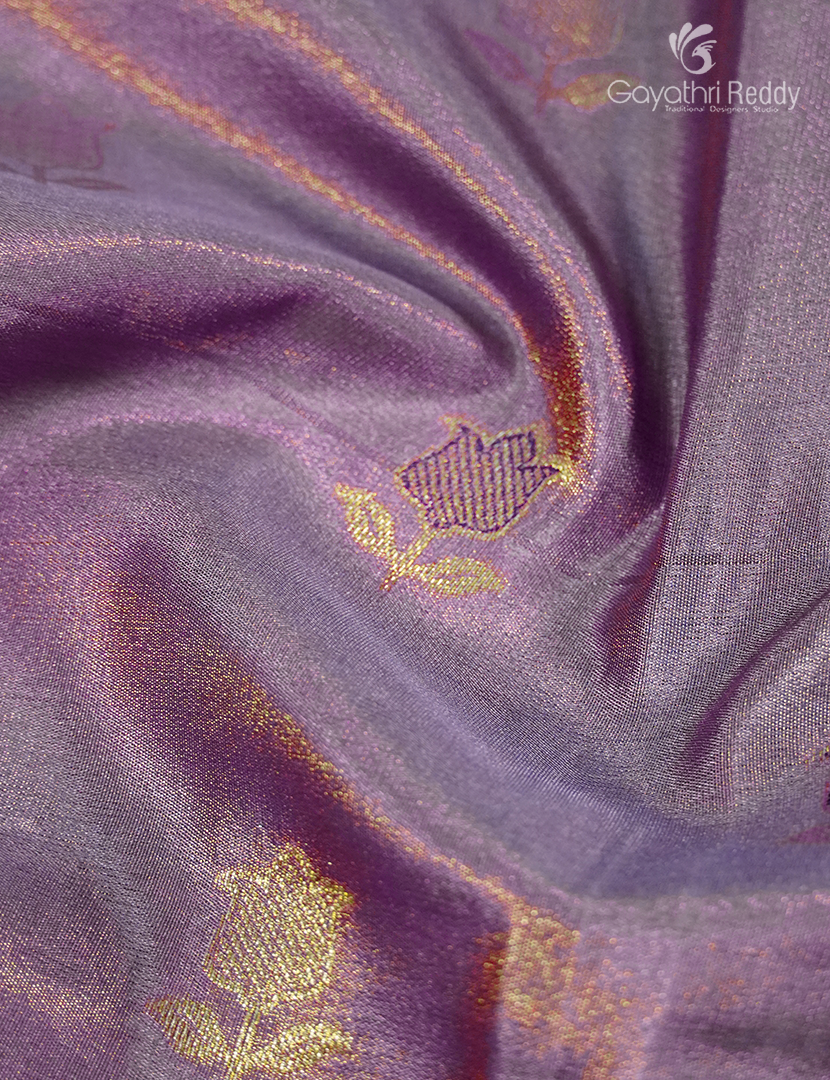 Semi Kanchipuram Silk Fancy Saree in Light Purple and Regal Purple