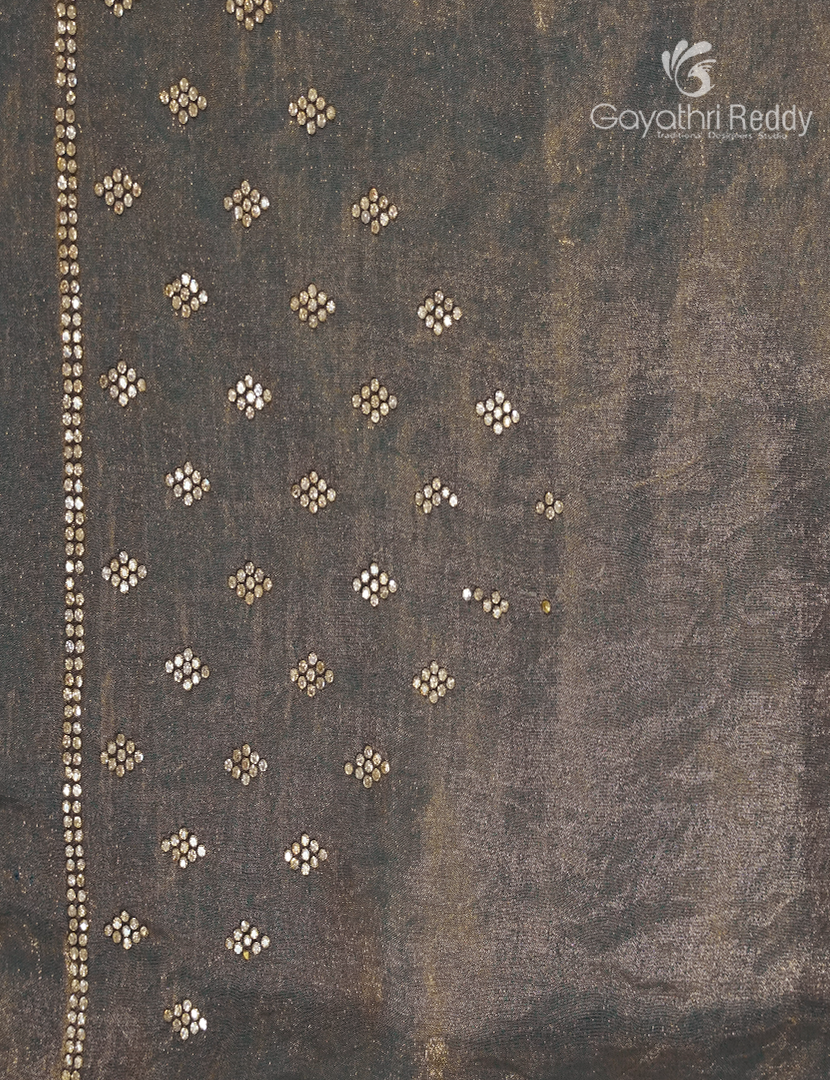 Organza Fancy Saree in Olive Grey