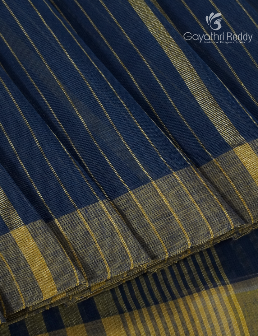 Pure Handloom Cotton Saree in Navy Blue
