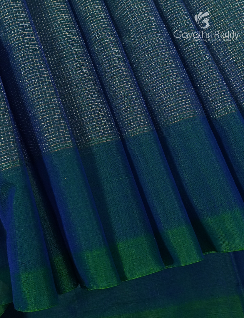 Pure Kanchipuram Sico Saree in Deep Peacock blue