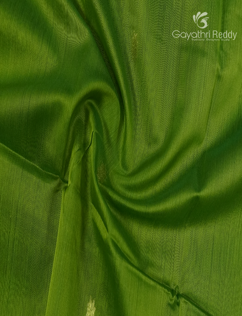 Pure Chanderi Sico Saree in Parrot Green  and  Blue