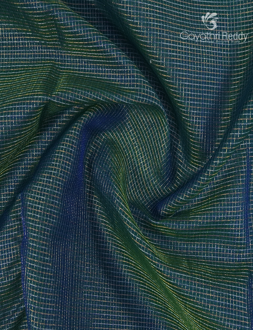 Pure Kanchipuram Sico Saree in Deep Peacock blue