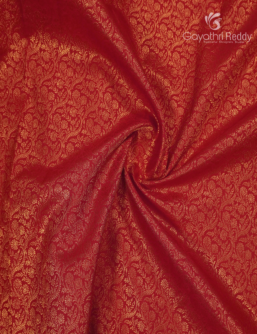 Pure  Kanchipuram Silk Saree in Bridal Red ( Brocade Pattern )