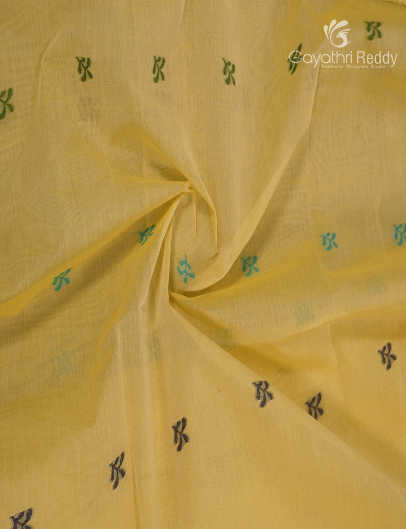 Jamdani Cotton Saree in Yellow