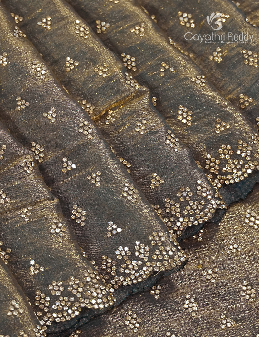 Organza Fancy Saree in Olive Grey