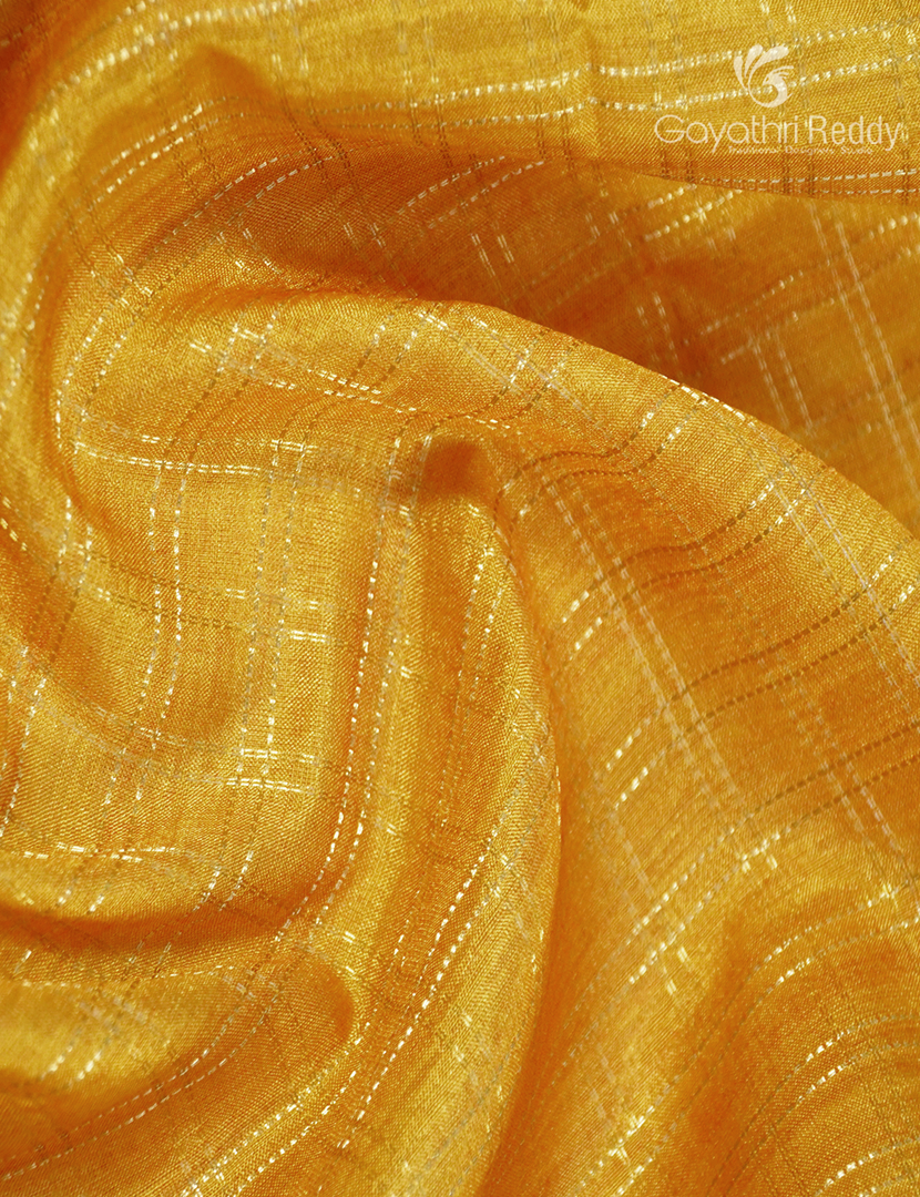 Semi Tussar Saree in Yellow and Red