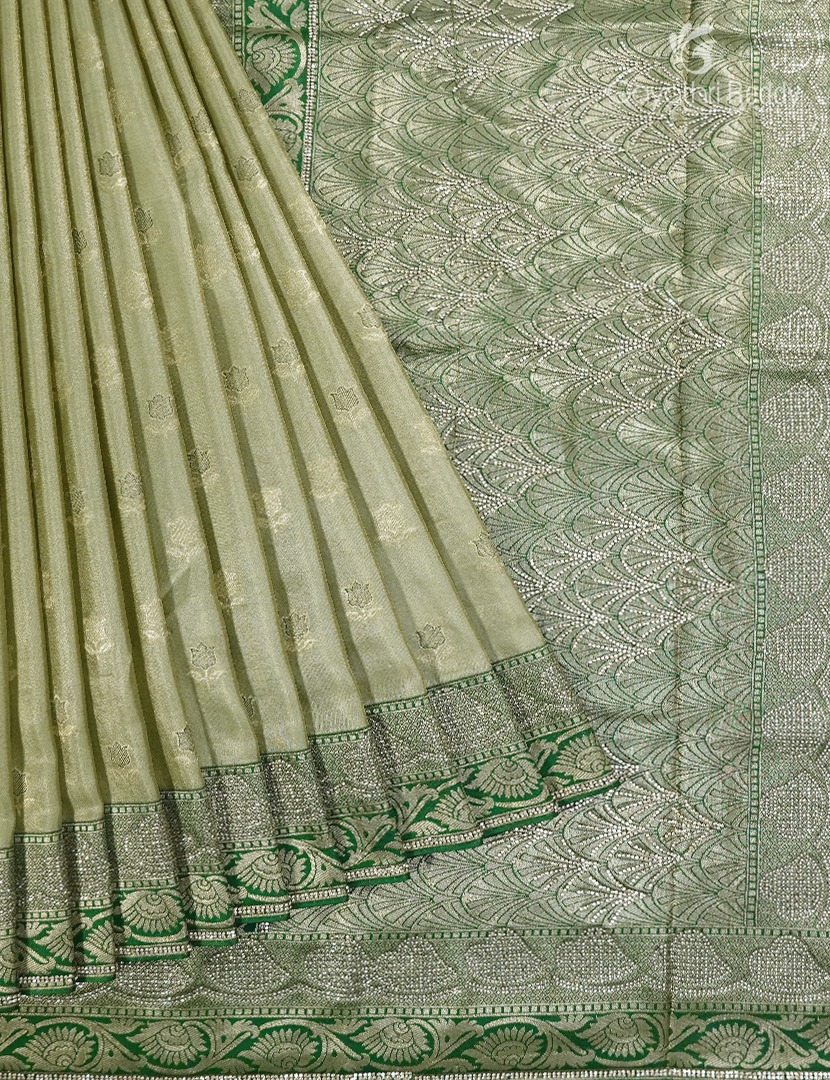 Semi Kanchipuram Silk Fancy Saree in Pista Green and Mehendi Green