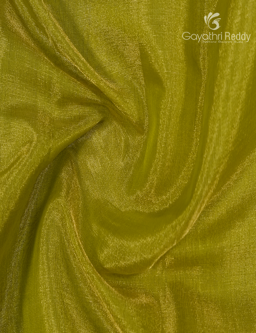 Pure Chanderi Sico Tissue Saree in Mehendi Green
