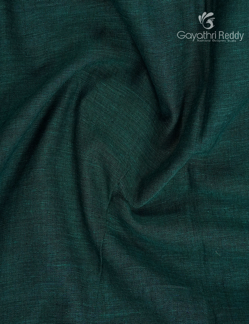 Jamdani Cotton Saree in Deep Rama Green