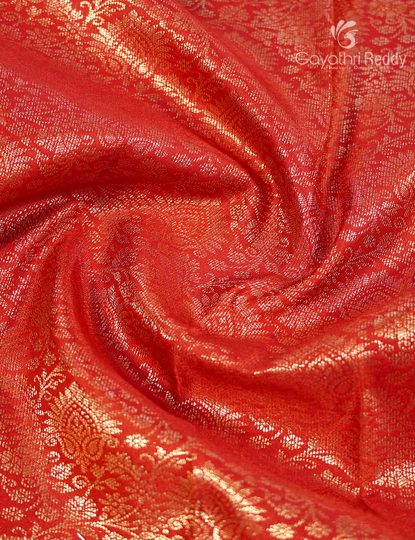 Semi Kanchipuram Silk Saree in Orange