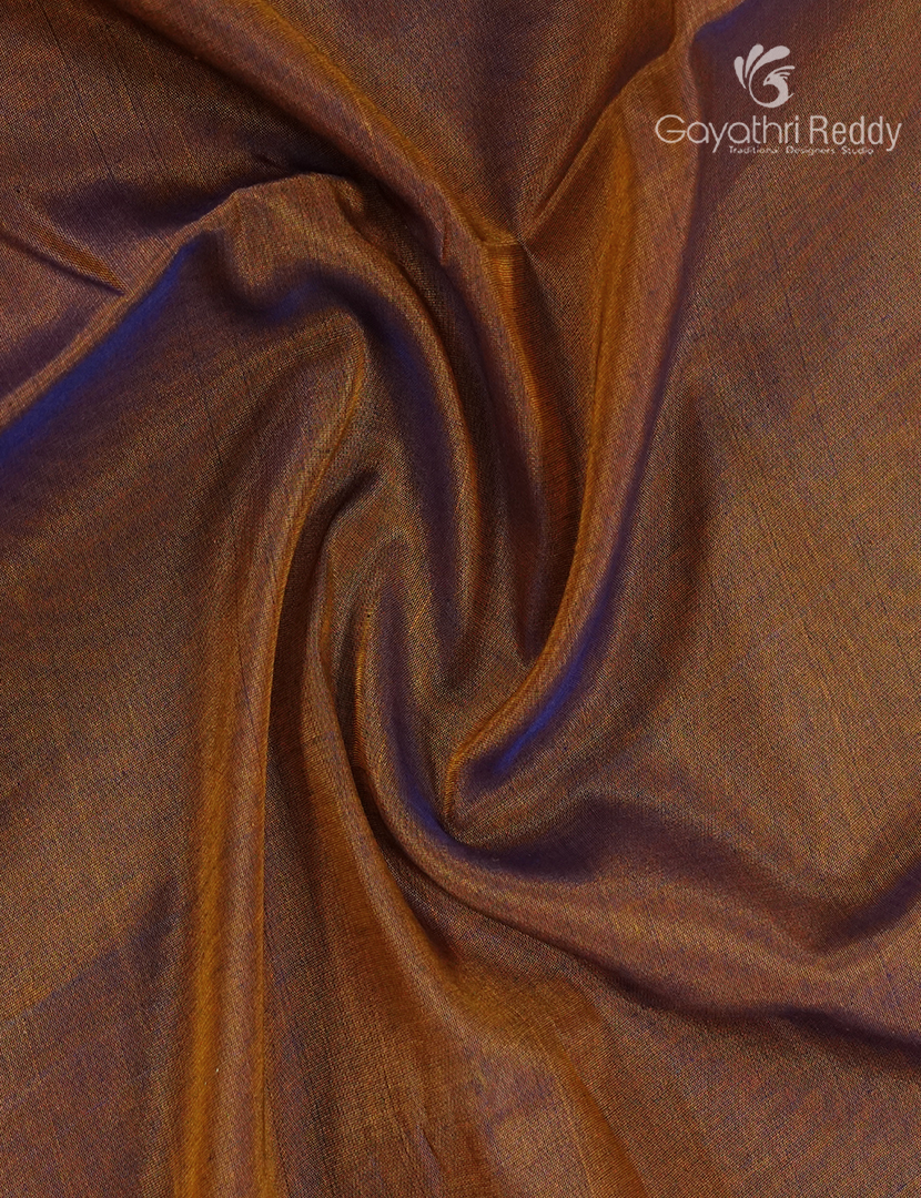 Pure Kanchi Sico Saree in Dual tone of Brown and Red