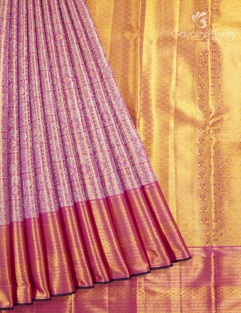 Pure Kanchipuram Silk Bridal Saree in Hot Pink and Pink
