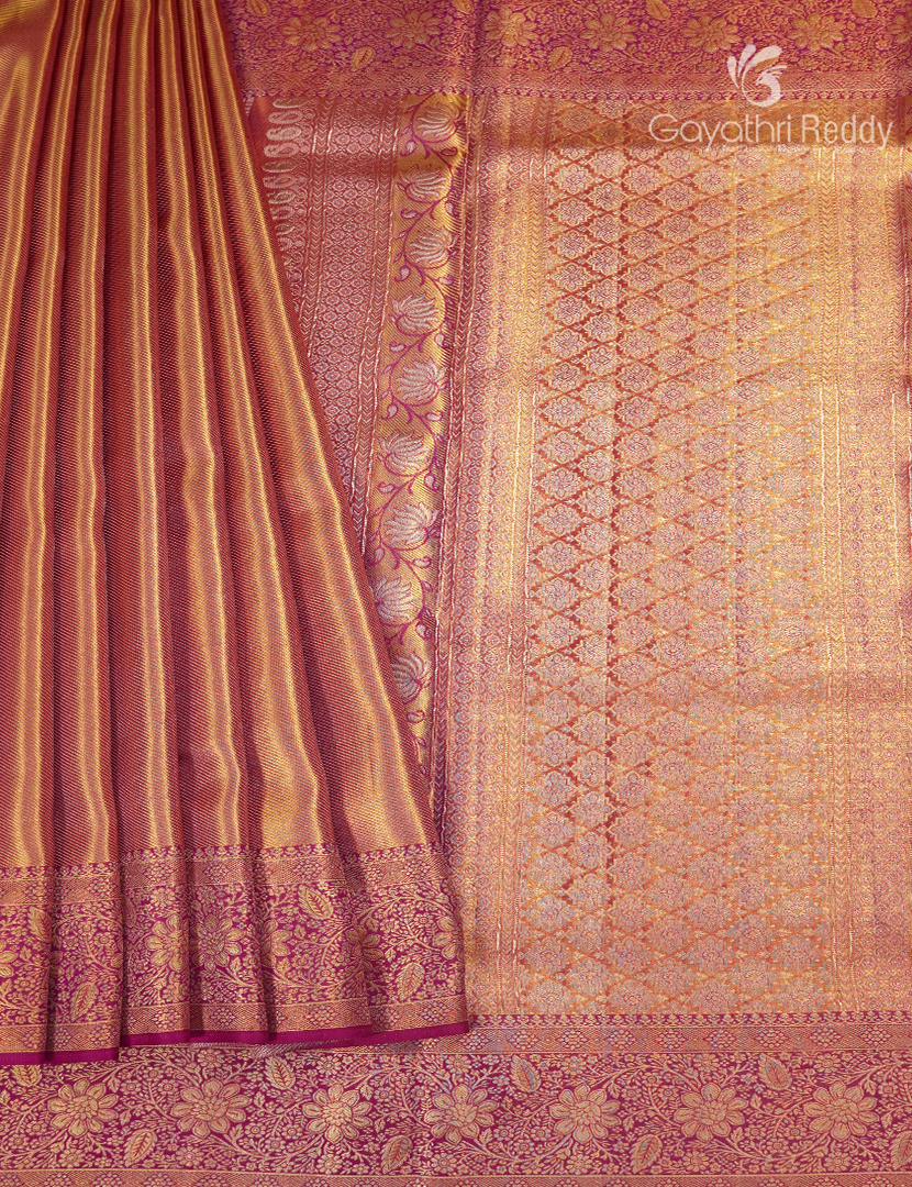 Pure  Kanchipuram Silk Saree in Rose Pink ( Brocade Pattern )