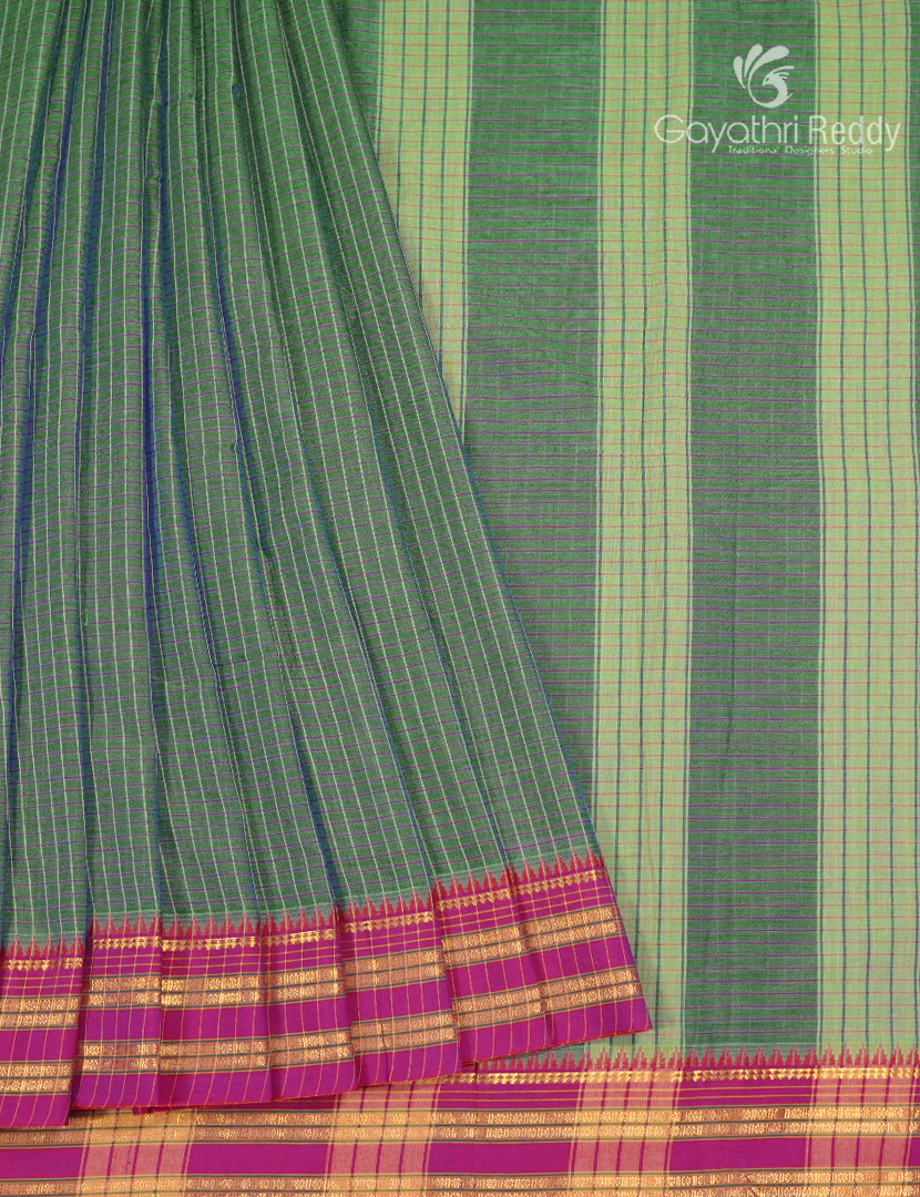 Pure Narayanpet Cotton Saree in Sea Green