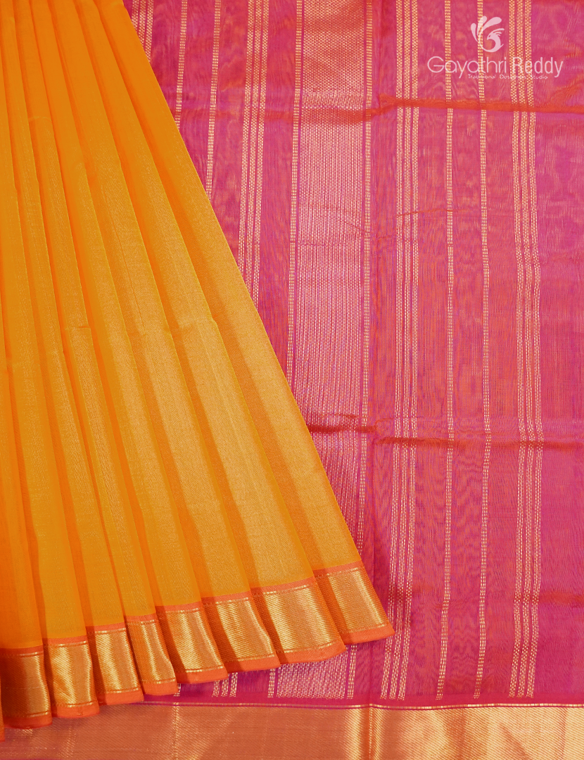 Pure Arani Sico Saree in Tangarine and Pink