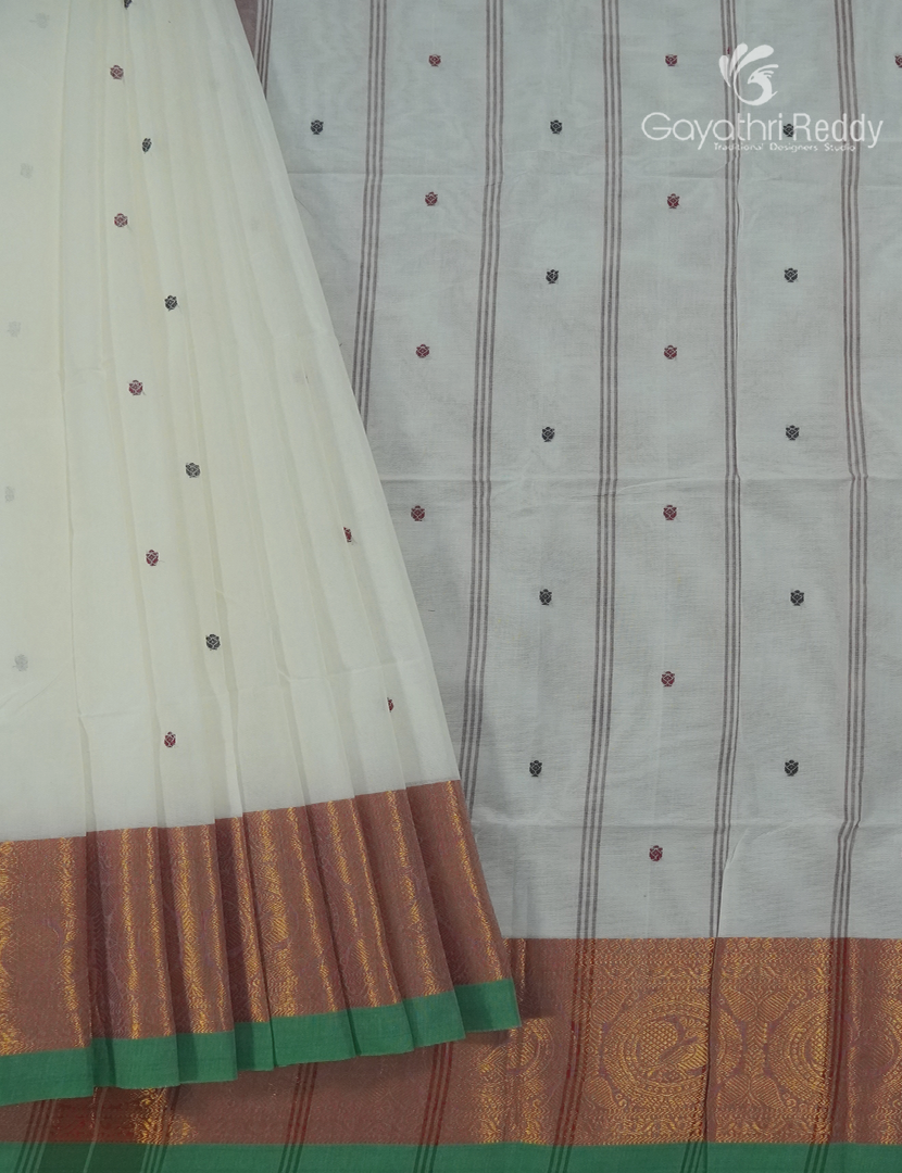 Pure Handloom Cotton Saree in Cream