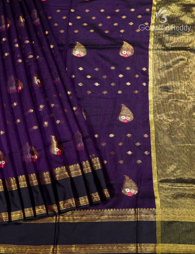 Pure Silk Kota Saree in Deep Purple