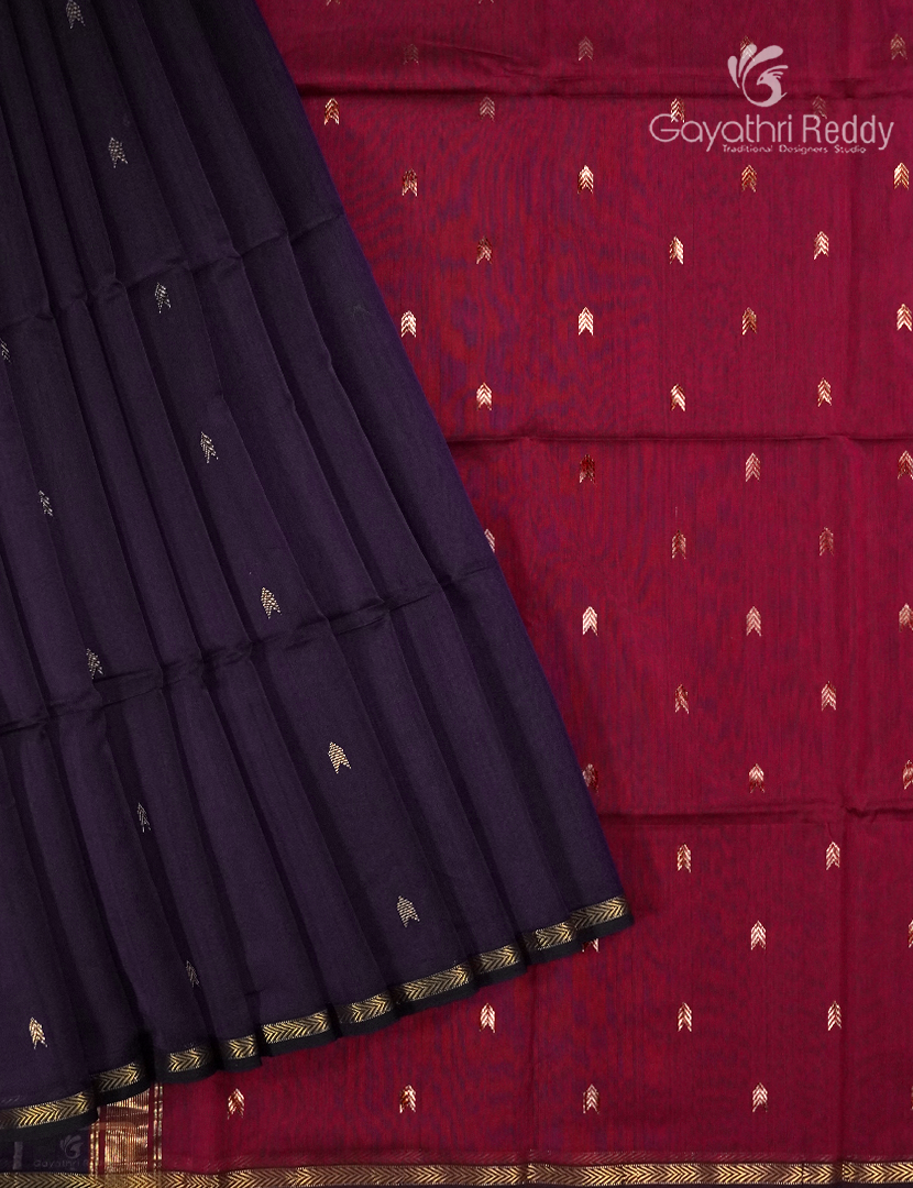 Pure Chanderi Sico Saree in Deep snuff and Bridal Red