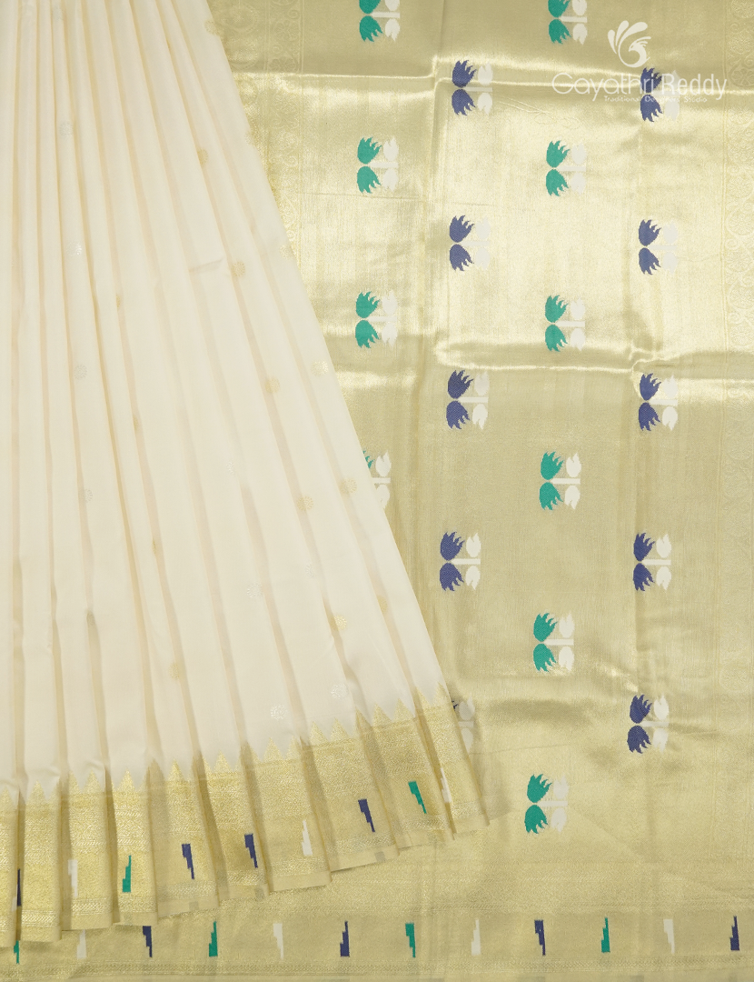 Semi Kanchipuram Art Silk Saree in Cream