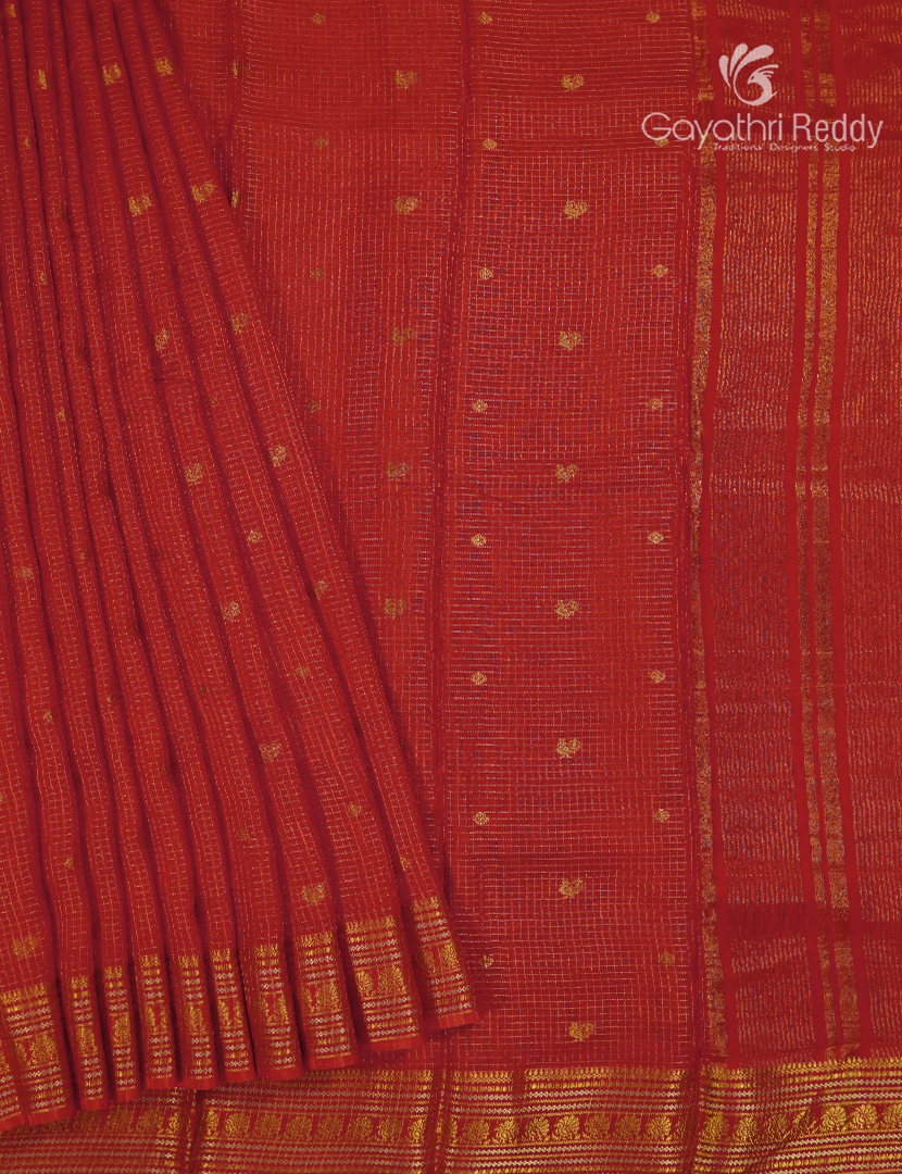 Semi Mysore Crepe Saree in Red
